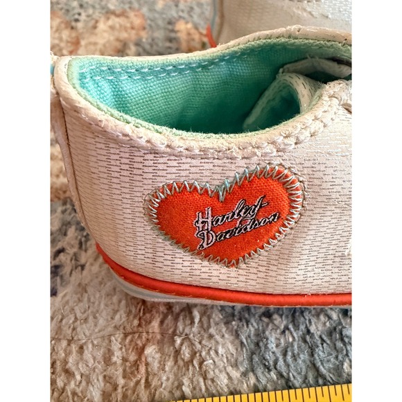 Harley Davidson Infant Baby Crib Shoes White Orange Blue - Picture 5 of 9